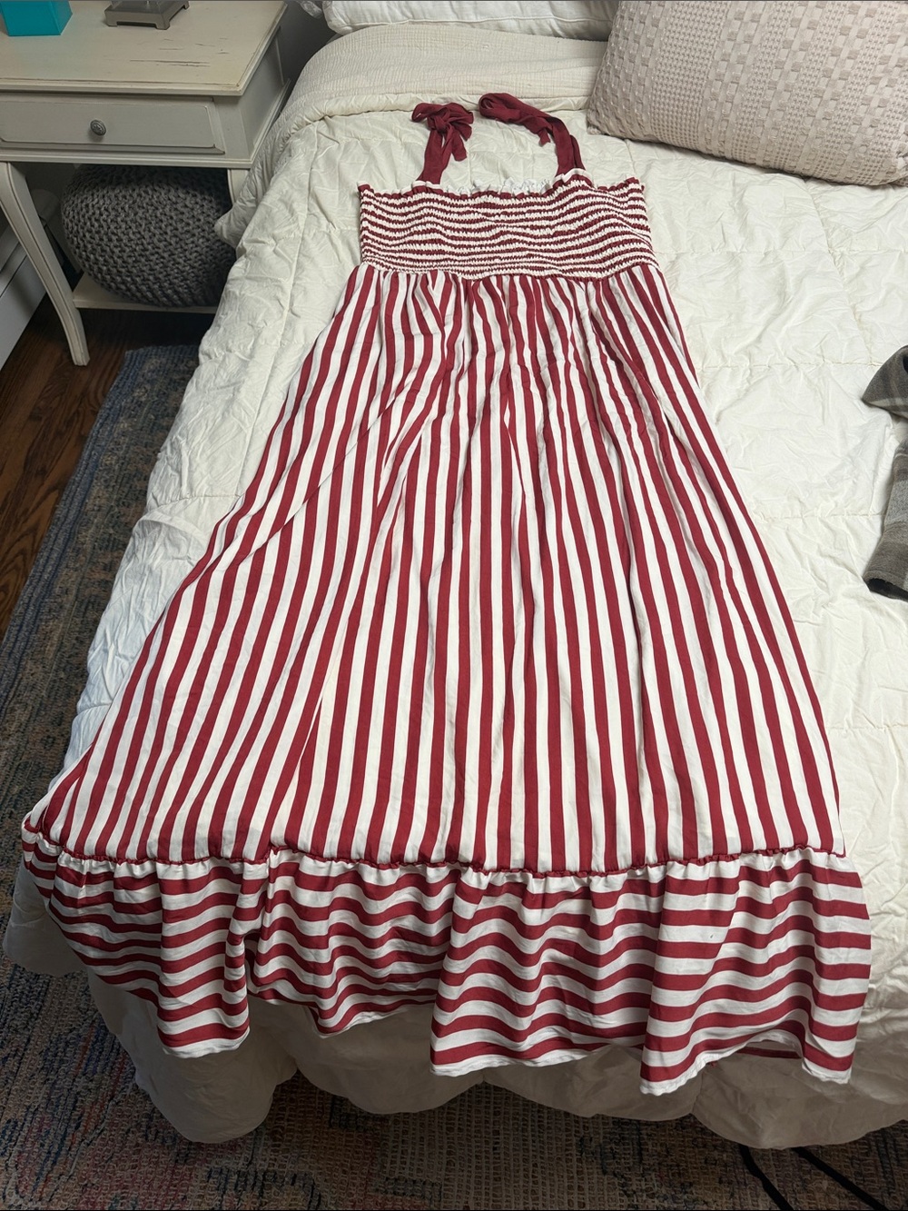 summersalt Plus size Red and White Striped Maxi Sundress with Tie Straps